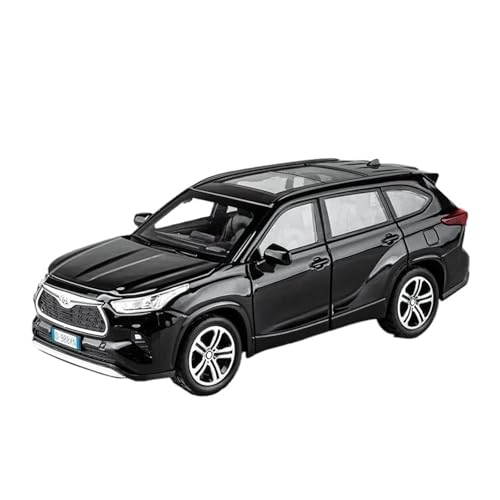 1 32 Für Toyota Highlander 2023 SUV Legierung Druckguss Spielzeug Auto Modell Sound Und Licht Zurückziehen Spielzeug Druckgussmodelle Motorfahrzeuge(Schwarz) von DUEVEL