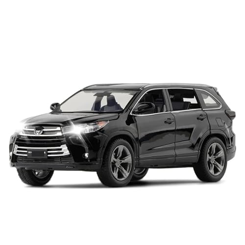 1 32 Für Toyota Highlander SUV Sport Spielzeugauto Druckguss Metalllegierung Miniatur Sound & Light Collection Modell Druckgussmodelle Motorfahrzeuge(Schwarz) von DUEVEL