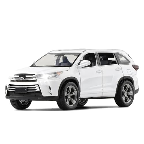 1 32 Für Toyota Highlander SUV Sport Spielzeugauto Druckguss Metalllegierung Miniatur Sound & Light Collection Modell Druckgussmodelle Motorfahrzeuge(White) von DUEVEL