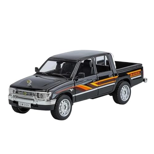 1 32 Für Toyota Hilux Off Road Pickup Miniatur Auto Modell Spielzeug Mit Lichtern Und Geräuschen Junge Geschenk Erwachsene Sammlung Druckgussmodelle Motorfahrzeuge(Schwarz) von DUEVEL
