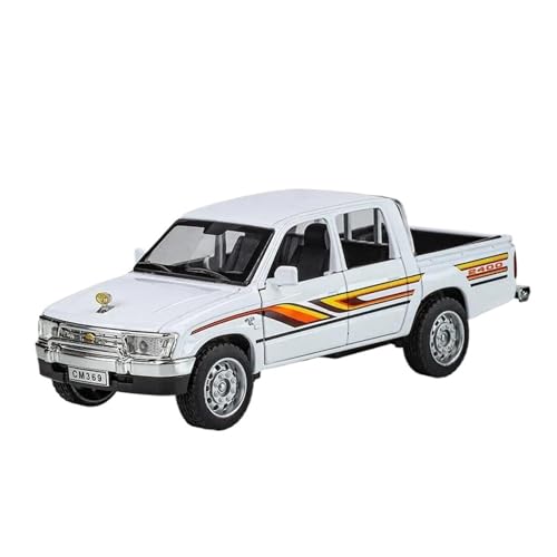 1 32 Für Toyota Hilux Off Road Pickup Miniatur Auto Modell Spielzeug Mit Lichtern Und Geräuschen Junge Geschenk Erwachsene Sammlung Druckgussmodelle Motorfahrzeuge(White) von DUEVEL