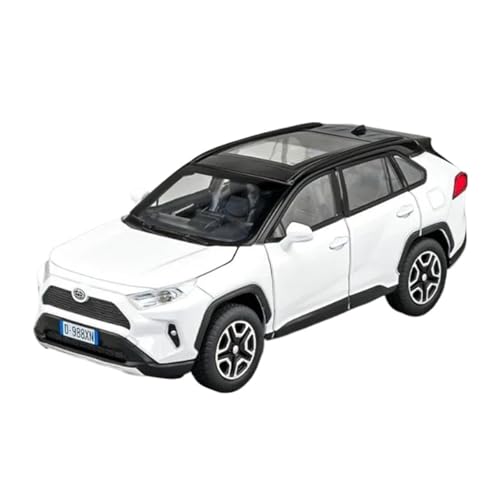 1 32 Für Toyota RAV4 SUV Legierung Auto Modell Druckguss Metall Home Dekoration Auto Modell Sound Und Licht Sammlungen Druckgussmodelle Motorfahrzeuge(White) von DUEVEL