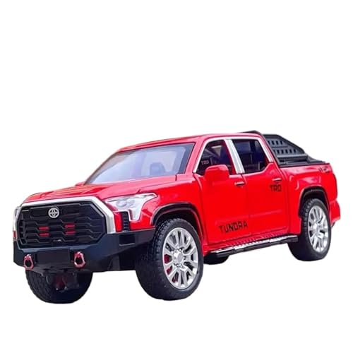 1 32 Für Toyota Tundra Legierung Diecast Modell Spielzeug Sound Licht Türen Geöffnet Zurückziehen Stoßdämpfung Geländewagen Druckgussmodelle Motorfahrzeuge(Rot) von DUEVEL