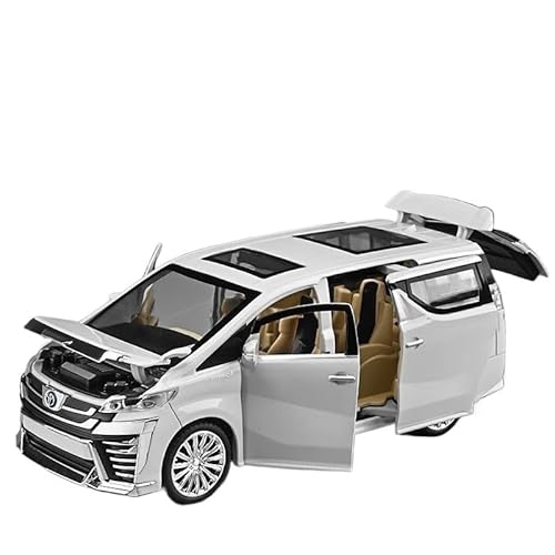 1 32 Für Toyota VELLFIRE Alphard MPV Legierung Druckguss Metall Spielzeug Auto Modell Sound Und Licht Erwachsene Sammlung Druckgussmodelle Motorfahrzeuge(White) von DUEVEL