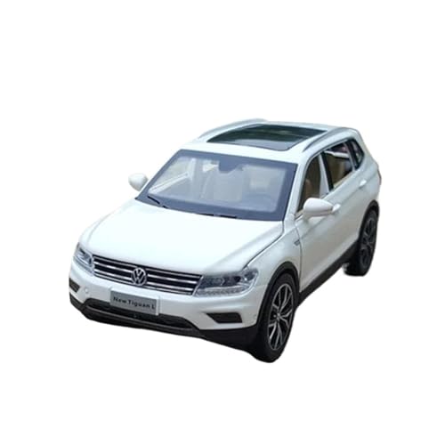1 32 Für VW Tiguan L SUV Legierung Auto Modell Diecast Metall Auto Modell Simulation Sound Licht Sammlung Geschenk Druckgussmodelle Motorfahrzeuge(White) von DUEVEL