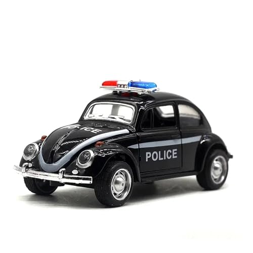 1 32 Legierung Für Volkswagen Käfer Polizeiauto, Feuerwehrauto, Regeneratives Automodell Spielzeug Simulation Automodell Druckgussmodelle Motorfahrzeuge(Schwarz) von DUEVEL