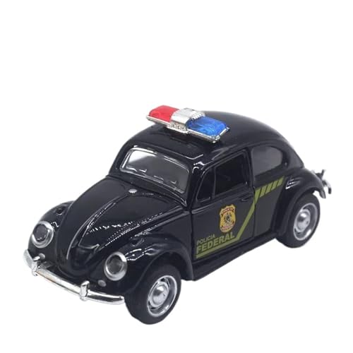 1 32 Legierungsmodellspielzeug Für Volkswagen Käfer, Klassisches Polizeiauto, Taxi, Rennwagen, Rebound-Automodell Druckgussmodelle Motorfahrzeuge(Schwarz) von DUEVEL
