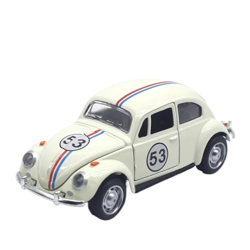 1 32 Legierungsmodellspielzeug Für Volkswagen Käfer, Klassisches Polizeiauto, Taxi, Rennwagen, Rebound-Automodell Druckgussmodelle Motorfahrzeuge(White) von DUEVEL