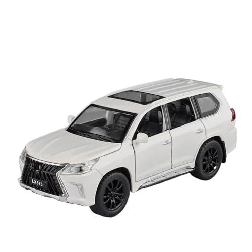 1 32 Modellauto Aus Druckgussmetall Für Lexus LX570 SUV, Legierung, Off-Road-Rückziehspielzeug, Trendiges Display-Ornament Druckgussmodelle Motorfahrzeuge(White) von DUEVEL