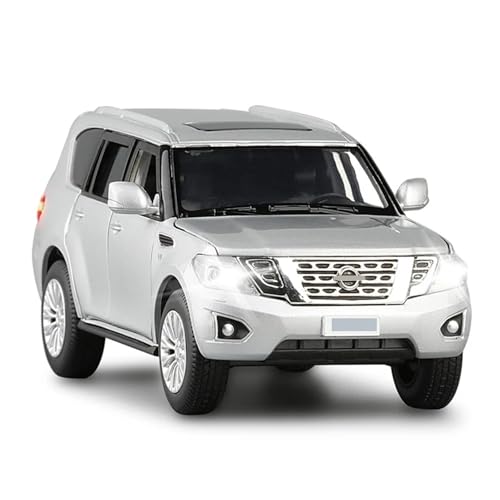 1 32 für Nissan Patrol SUV Legierung Automodell Druckguss & Spielzeug Metallfahrzeuge Automodell Hohe Simulation Druckgussmodelle Motorfahrzeuge(Silber) von DUEVEL