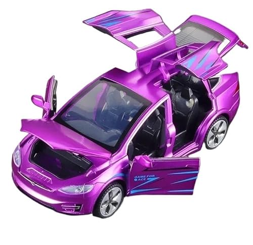 1 32 für Tesla 2023MODEL X Legierung Auto Modell Diecasts Spielzeug Fahrzeuge Serie von Sammler Ornamente Druckgussmodelle Motorfahrzeuge(Purple) von DUEVEL