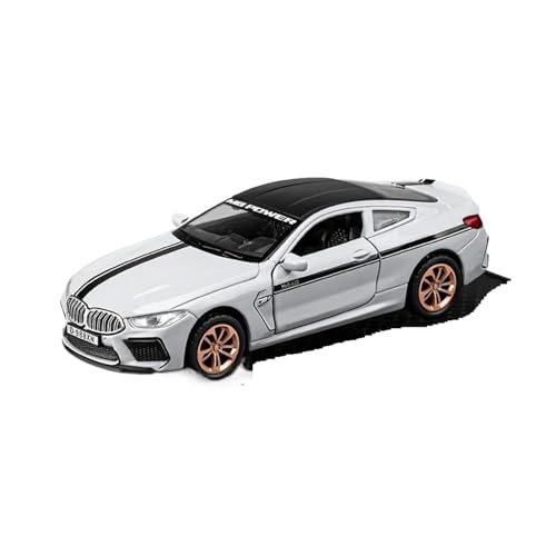1 36 Für BMW M8 Sportwagen Hochsimulation Druckguss-Metalllegierung Modellauto Mit Sound- Und Licht-Zurückziehspielzeug Druckgussmodelle Motorfahrzeuge(White) von DUEVEL