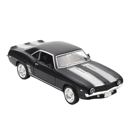 1 36 Für Chevrolet 1969 Camaro SS Vintage Mattschwarz Druckguss Metall Auto Modell Spielzeug Sammlung Druckgussmodelle Motorfahrzeuge(Schwarz) von DUEVEL