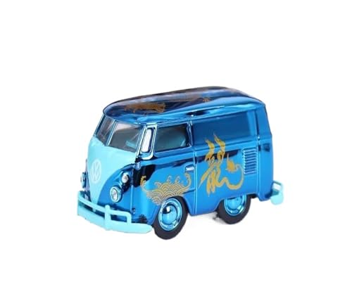 1 64 Für Scale Diecast HY VW T1 Volkswagen Model Bus Mini Version Limited Alloy Car Model Druckgussmodelle Motorfahrzeuge(Blau) von DUEVEL