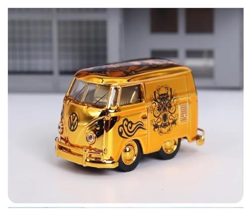 1 64 Für Scale Diecast HY VW T1 Volkswagen Model Bus Mini Version Limited Alloy Car Model Druckgussmodelle Motorfahrzeuge(Yellow) von DUEVEL
