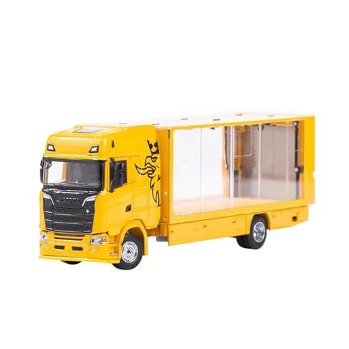 1 64 Für Scania S730 Transporter Modell Geschlossenen Doppeldecker Anhänger Legierung Auto Modell Erwachsene Sammlung Geschenke Spielzeug Handwerk Druckgussmodelle Motorfahrzeuge(Yellow) von DUEVEL