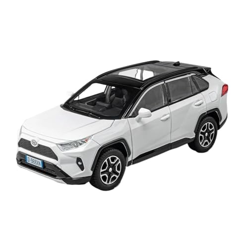 1:22 Für RAV4 SUV Metallguss Heckklappe Sound Und Licht Auto Spielzeug Fertige Automodell Szene Partydekorationen Druckgussmodelle Motorfahrzeuge(White) von DUEVEL