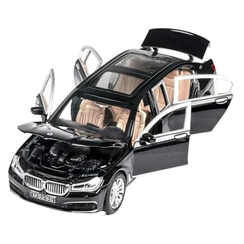1:24 Für BMW 7er 760LI Legierungs-Autoform Druckguss-Metall-Spielzeugautoserie Mit Sound Und Licht Zurückziehbar Sammlerstück Druckgussmodelle Motorfahrzeuge(Schwarz) von DUEVEL