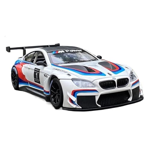 1:24 Für BMW M6 GT3 Legierung Rennwagen Modell Diecast Metall Spielzeug Sportwagen Modell Sound Licht Sammlung Geschenk Druckgussmodelle Motorfahrzeuge(White) von DUEVEL