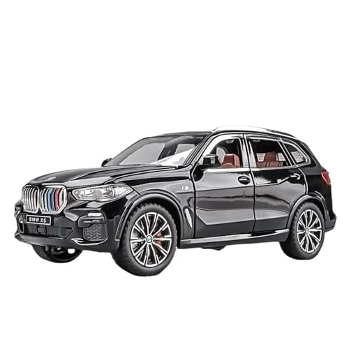 1:24 Für BMW X5 SUV Legierung Auto Druckguss Spielzeug Fahrzeuge Auto Modell Sound Und Licht Zurückziehen Auto Geschenke Druckgussmodelle Motorfahrzeuge(Schwarz) von DUEVEL