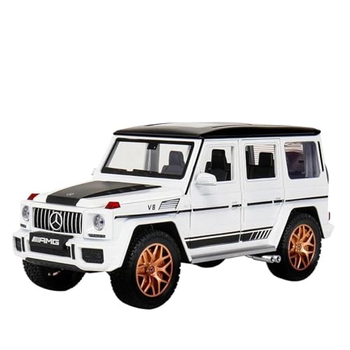1:24 Für Benz G63 Simulation Auto Modell Zurückziehen Sound Und Licht Druckguss Metall Modell Auto Sammlung Spielzeug Geschenk Druckgussmodelle Motorfahrzeuge(White) von DUEVEL