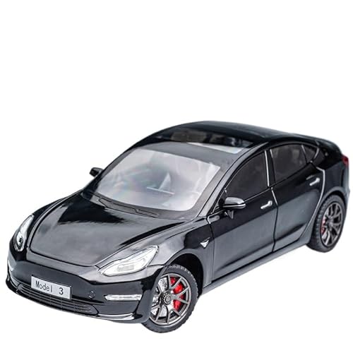 1:24 Für Druckgussmetall Tesla Model3 Legierung Modellauto Ornament Spielzeugauto Elektroauto Modellsammlung Spielzeugdekoration Druckgussmodelle Motorfahrzeuge(Schwarz) von DUEVEL