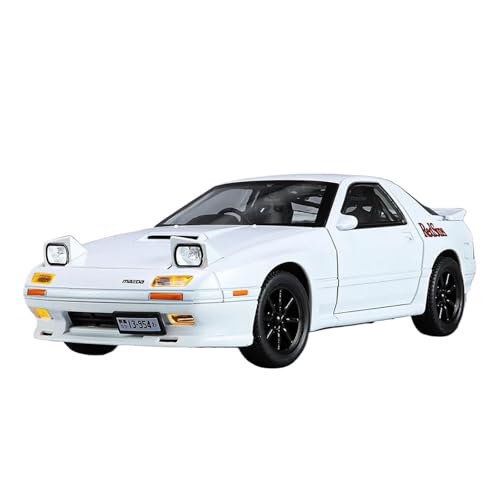 1:24 Für INITIAL D Mazda RX7 RX-7 Supercar Druckguss Metall Modell Auto Sound Und Licht Auto JungenSpielzeug Druckgussmodelle Motorfahrzeuge(White) von DUEVEL