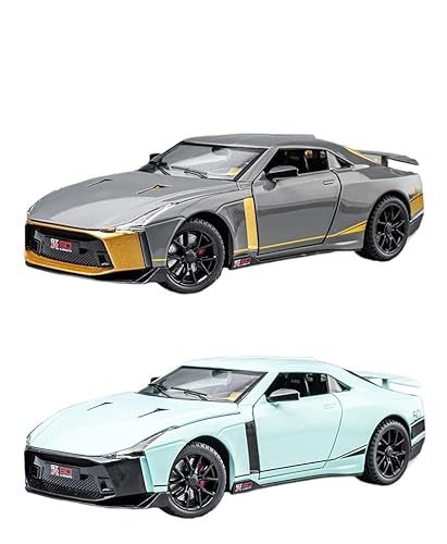 1:24 Für Nissan New GTR 50th Anniversary Limited Edition-Legierung Aus Metalldruckguss Spielzeugauto Sound-Licht-Sammlung Druckgussmodelle Motorfahrzeuge(Blau) von DUEVEL