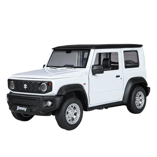 1:24 Für Suzuki Jimny Off Road SUV Legierung Diecast Modell Fahrzeug Sound & Licht Sammlung Display Dekoration Druckgussmodelle Motorfahrzeuge(White) von DUEVEL