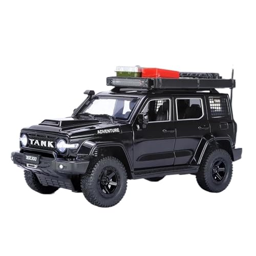 1:24 Für Tank 300 Modifizierte Version SUV Legierung Auto Modell Diecast Metall Auto Modell Sound Licht Spielzeug Geschenk Druckgussmodelle Motorfahrzeuge(Schwarz) von DUEVEL