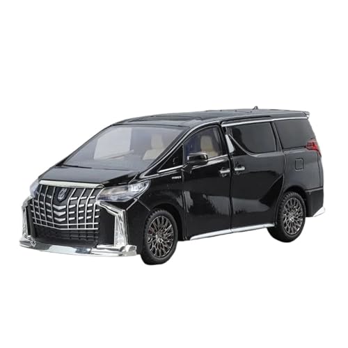 1:24 Für Toyota Alphard MPV Auto Modell Sound Licht Diecast Spielzeug Fahrzeug Sammlung Geschenk Miniatur Voiture Druckgussmodelle Motorfahrzeuge(Schwarz) von DUEVEL