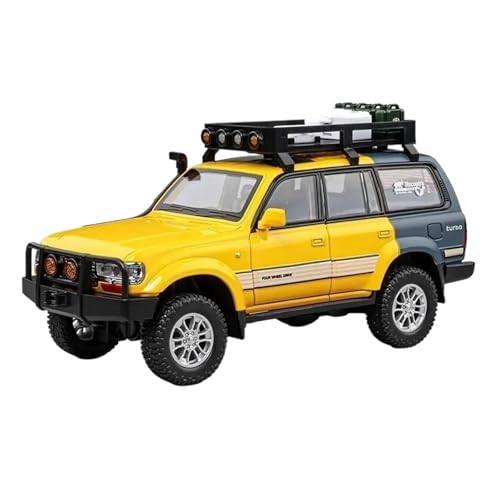 1:24 Für Toyota Land Cruiser LC80 SUV Legierung Diecast Modell Geländewagen Spielzeug Modell Sammeln Display Ornament Druckgussmodelle Motorfahrzeuge(Yellow) von DUEVEL