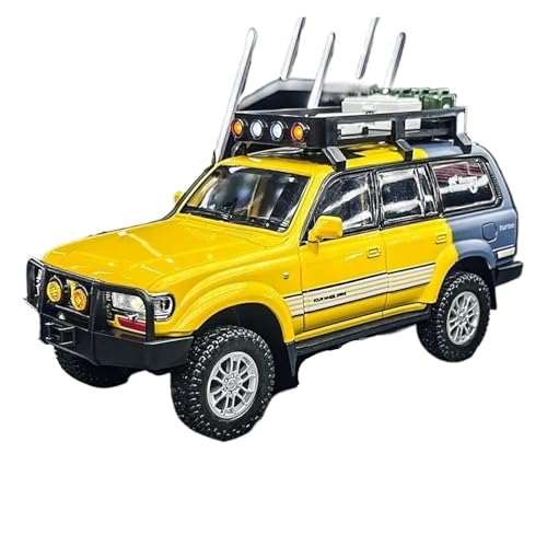 1:24 Für Toyota Land Cruiser LC80 SUV Metall Casting Sound Und Licht Auto Modell Spielzeug Vehicleboys Geschenk Druckgussmodelle Motorfahrzeuge(Yellow) von DUEVEL
