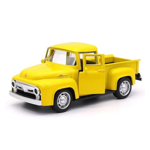 1:32 Für Klassische Pickups Truck Druckguss Metall Modell Pull Back Festliche Tage Jungen Sammlung Spielzeug Auto Druckgussmodelle Motorfahrzeuge(Yellow) von DUEVEL