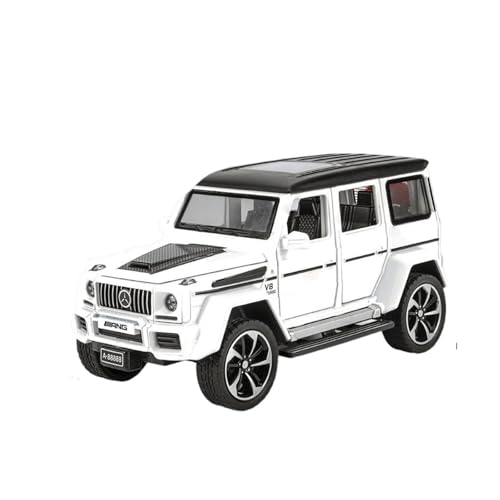 1:32 Für Mercedes Benz Brabus G63 Miniaturen Geländewagen Legierung Metall Druckguss Auto Sound Licht Sammlung Spielzeug Druckgussmodelle Motorfahrzeuge(White) von DUEVEL