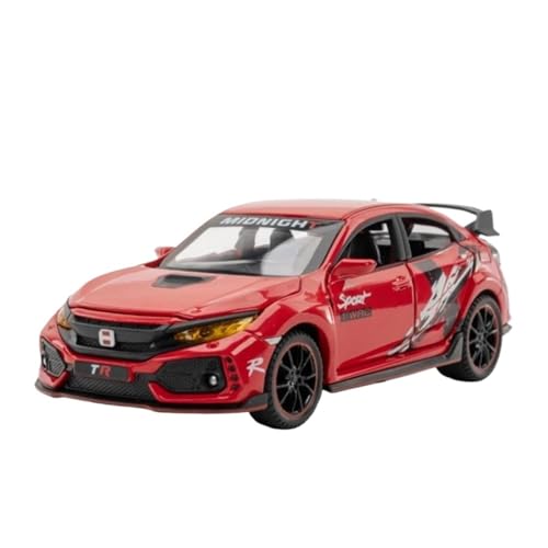 1:32 Honda Civic Type-R Druckguss-Legierung Automodell Simulierte Sound- Und Lichtsammlung Jungen Druckgussmodelle Motorfahrzeuge(Rot) von DUEVEL