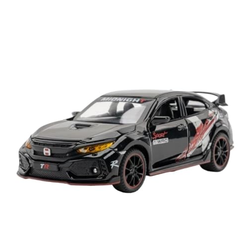 1:32 Honda Civic Type-R Druckguss-Legierung Automodell Simulierte Sound- Und Lichtsammlung Jungen Druckgussmodelle Motorfahrzeuge(Schwarz) von DUEVEL