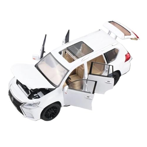 DUEVEL 1 18 Für Lexus LX570 SUV Legierung Auto Modell Diecast Metall Spielzeug Fahrzeuge Auto Modell Sound Und Licht Spielzeug Geschenk Druckgussmodelle Motorfahrzeuge(White) von DUEVEL