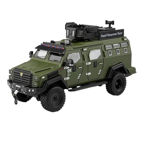 DUEVEL 1 24 Für Alloy Sword Toothed Explosion Proof Car Diecast Police Armored Off-Road Vehicles Model Sound Light Druckgussmodelle Motorfahrzeuge(Grün) von DUEVEL
