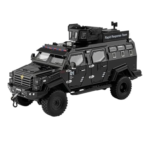 DUEVEL 1 24 Für Alloy Sword Toothed Explosion Proof Car Diecast Police Armored Off-Road Vehicles Model Sound Light Druckgussmodelle Motorfahrzeuge(Schwarz) von DUEVEL