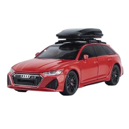 DUEVEL 1 24 Für Audi RS6 Quattro Station Wagon Legierung Auto Rad Lenkung Sound Und Licht Kinder Spielzeug Sammlerstücke Druckgussmodelle Motorfahrzeuge(Rot) von DUEVEL