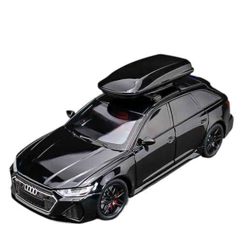 DUEVEL 1 24 Für Audi RS6 Quattro Station Wagon Legierung Auto Rad Lenkung Sound Und Licht Kinder Spielzeug Sammlerstücke Druckgussmodelle Motorfahrzeuge(Schwarz) von DUEVEL