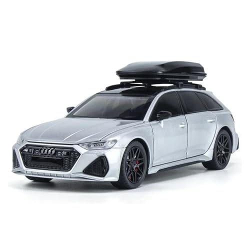 DUEVEL 1 24 Für Audi RS6 Quattro Station Wagon Legierung Auto Rad Lenkung Sound Und Licht Kinder Spielzeug Sammlerstücke Druckgussmodelle Motorfahrzeuge(White) von DUEVEL