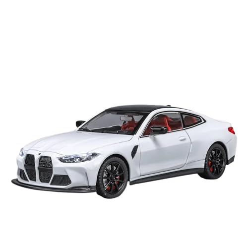 DUEVEL 1 24 Für BMW M4 IM Legierung Sport Auto Druckguss Metall Skala Auto Modell Sammlung Simulation Sound Licht Spielzeug Fahrzeug Druckgussmodelle Motorfahrzeuge(White) von DUEVEL