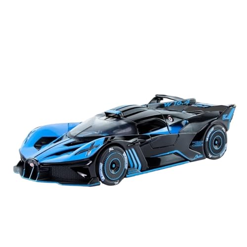 DUEVEL 1 24 Für Bugatti Bolide Supercar Druckgusslegierung Luxusauto-Enthusiasten Modell Sound Light Pull Back Auto Spielzeug Geschenk Druckgussmodelle Motorfahrzeuge(Blau) von DUEVEL