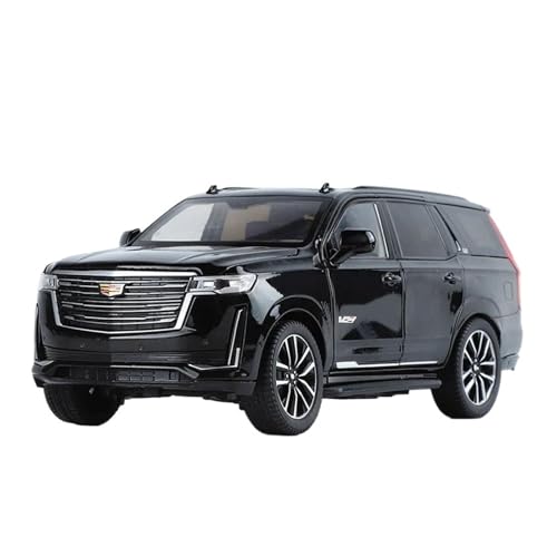 DUEVEL 1 24 Für Cadillac Escalade SUV Legierung Auto Modell Diecast Metall Off-Road Fahrzeuge Auto Modell Sound Licht Sammlungen Druckgussmodelle Motorfahrzeuge(Schwarz) von DUEVEL