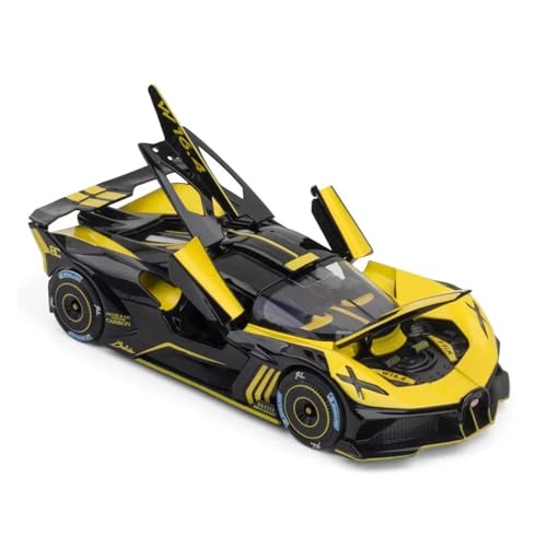DUEVEL 1 24 Für Maßstab Bugatti Bolide Sportwagen Spielzeugmodelle Legierung Druckguss Fahrzeuge Sound Licht Supercar Druckgussmodelle Motorfahrzeuge(Yellow) von DUEVEL
