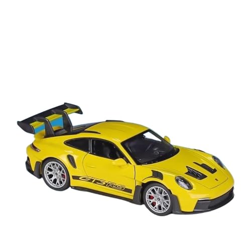 DUEVEL 1 24 Für Porsche 911 GT3 RS 99 Druckgussauto Metalllegierung Modellauto Spielzeug Sammlung Dekoration Druckgussmodelle Motorfahrzeuge(Yellow) von DUEVEL