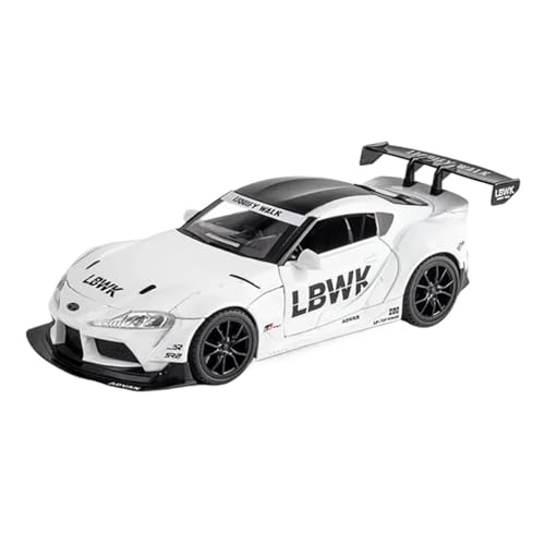 DUEVEL 1 24 Für Toyota Supra Legierung Sport Auto Modell Diecast Spielzeug Fahrzeuge Metall Auto Modell Sound Und Licht Geschenk Druckgussmodelle Motorfahrzeuge(White) von DUEVEL