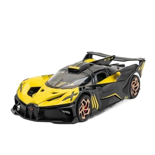 DUEVEL 1 32 Für Bugatti Bolide, Hochsimuliertes Modellauto Aus Druckgussmetalllegierung, Sound- Und Licht-Pullback-Kollektion, Spielzeug Druckgussmodelle Motorfahrzeuge(Yellow) von DUEVEL
